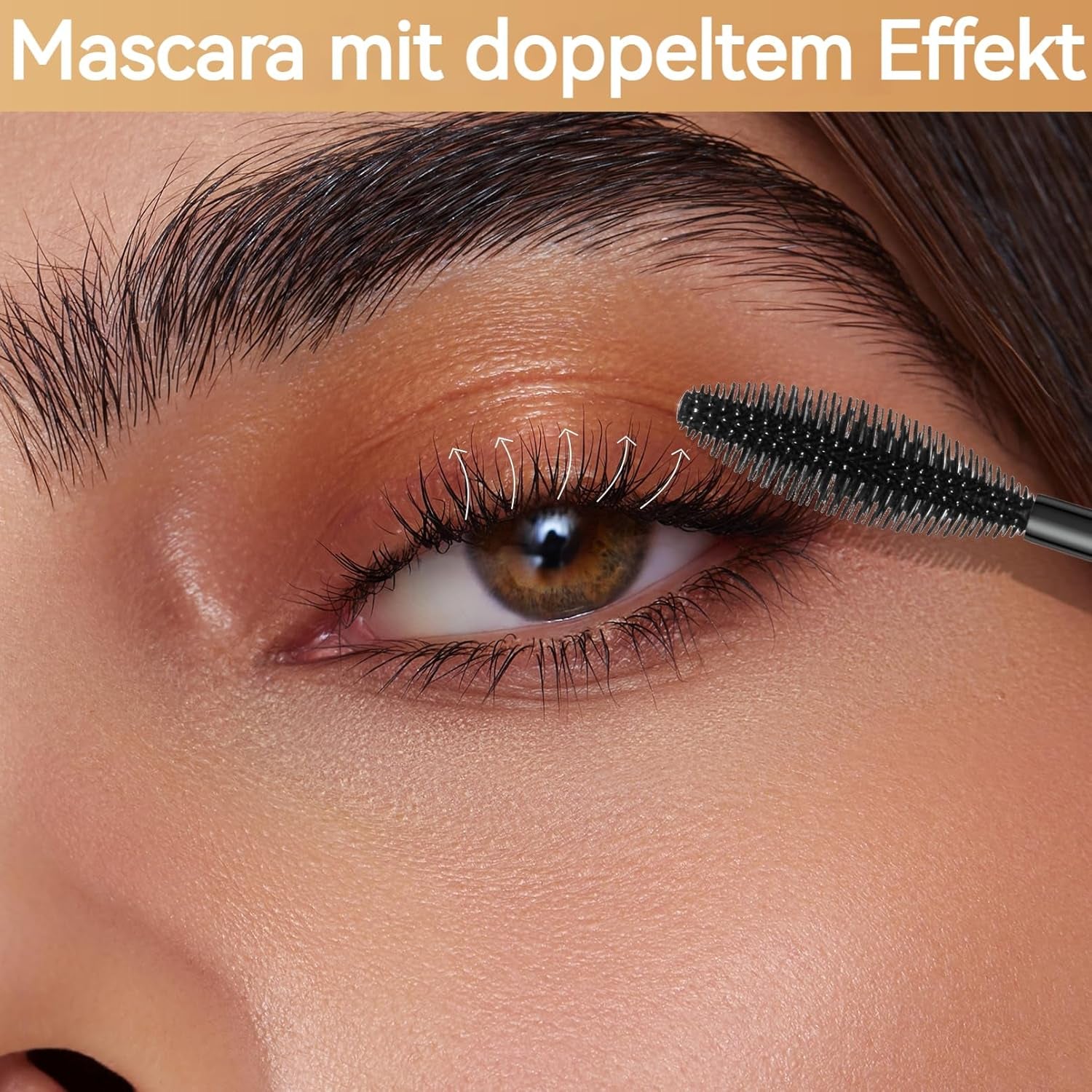 Jeffbaubl+Hellokiss Wimperntusche Wasserfest Schwarz, 2 in 1 4D Seidenfaser Wimperntusche, Langlebig Dicke Wimpern Mascara, Wischfest Und Nicht Verklumpend Für Augen Make Up