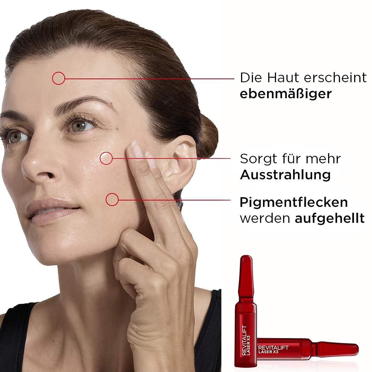 L'Oréal Paris 7-Tage-Ampullen-Kur Für Ebenmäßige Und Strahlendere Haut Hochkonzentriert Mit 10% Glykolsäure Und Peeling-Effekt, Revitalift Laser X3, 7-Tage-Ampullen-Kur X 1,3Ml