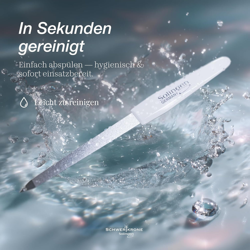 SCHWERTKRONE ® 4Er Set Saphir-Nagelfeilen [MADE in SOLINGEN - GERMANY] - Nagelfeilen Naturnägel Nail File - Nagelfeile Feilen Nägel - Für Maniküre Und Pediküre - Fein Und Grob in 4 Größen