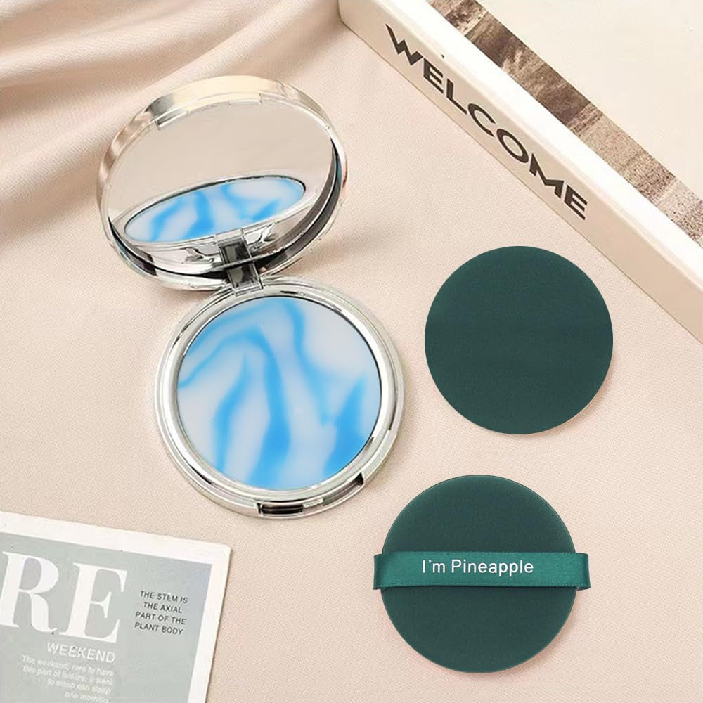 Horuili® Ölkontrollierendes Gesichtspuder, Oil Control Face Pressed Powder, Wasserfestes Mattes Gesichtspuder, Gelee-Gesichtsfixierpuder, Leichte, Mattes, Langanhaltendes, Ölkontrolle (Blau, Blau)