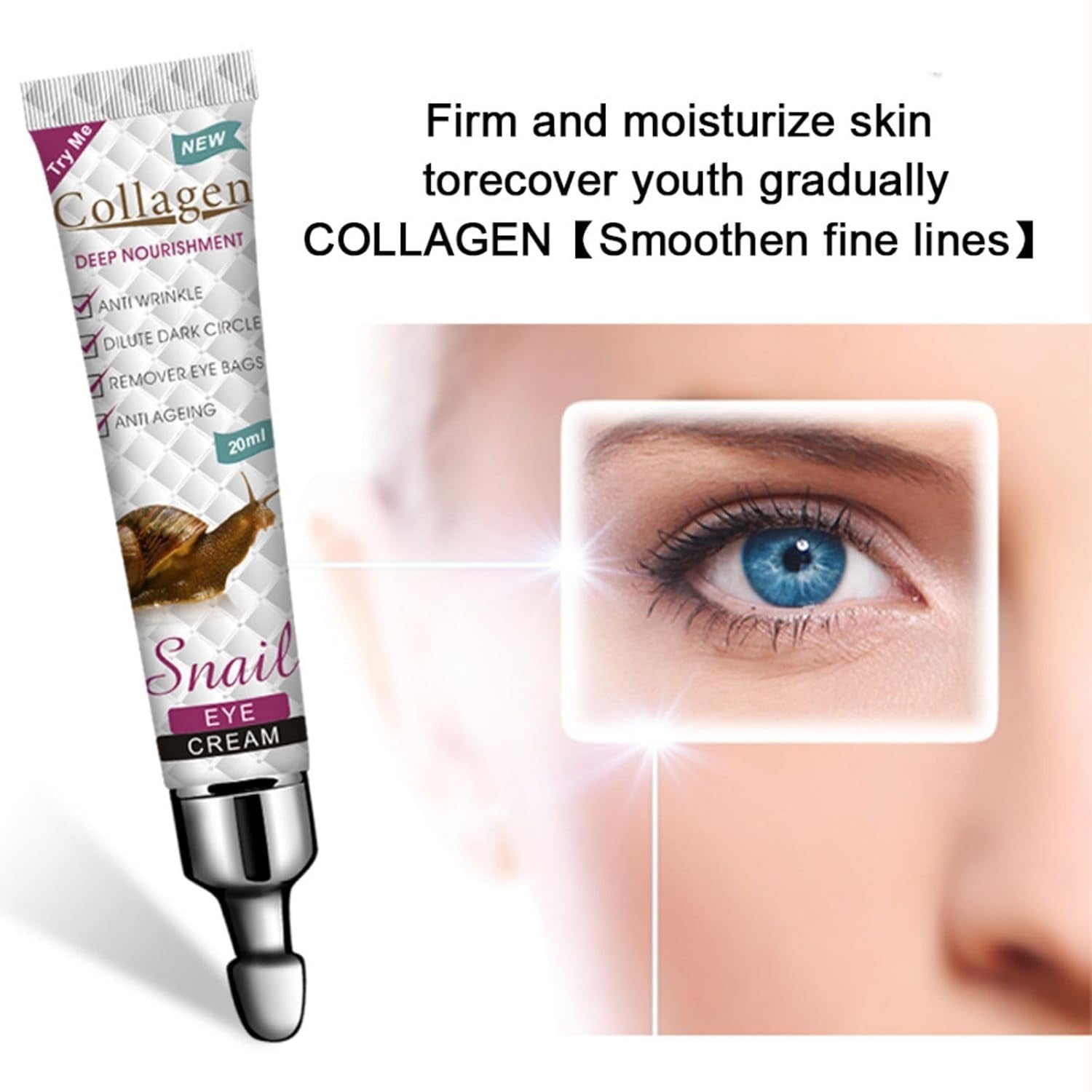 Augencreme Gegen Falten,Anti-Aging-Augencreme,Reduziert Wirksam Augenfältchen,Wirkt Gegen Augenschatten Und Schwellungen,Augencreme Für Männer Und Frauen,20Ml