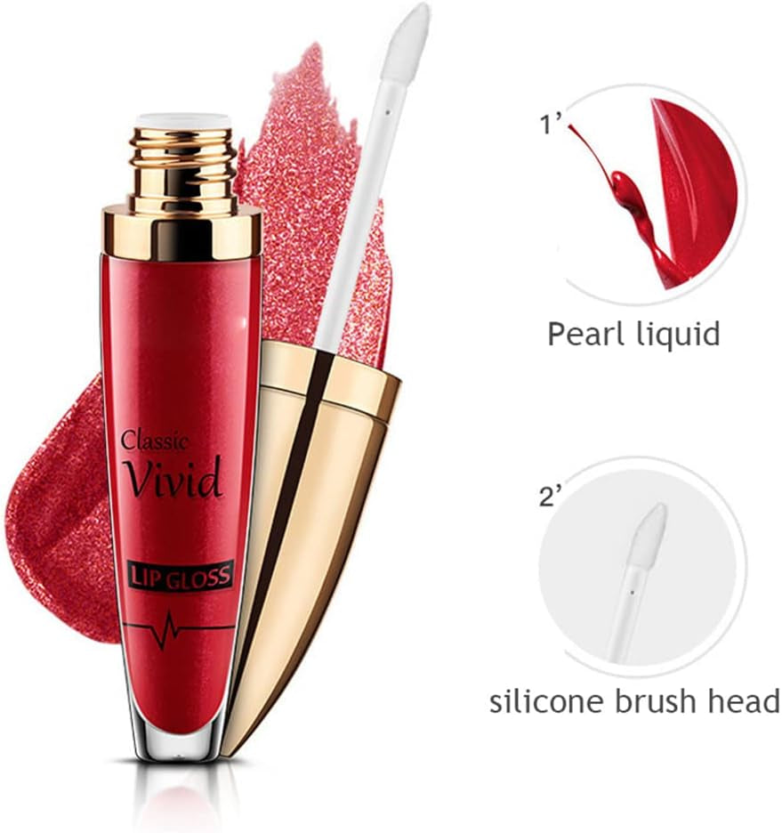 ISAKEN Professional Makeup Lipgloss Mit Glänzendem Finish, Lipgloss Glitzer 24 Stunden Feuchtigkeit Lippenöl Lippe Gloss Lipliner Long Lasting Moisturizing Lippenstift Kosmetik Make Up