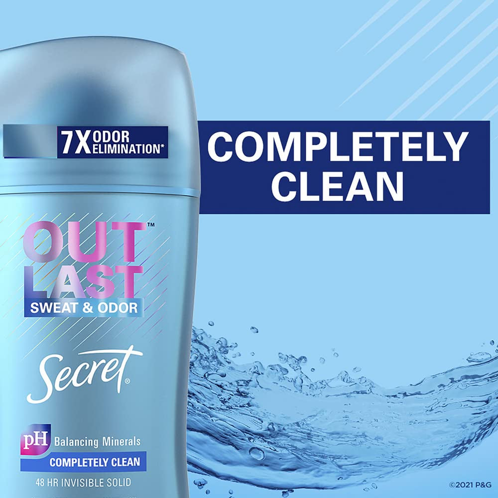 Secret Outlast Xtend Antiperspirant & Deodorant Invisible Solid, Completely Clean 2.6 Oz by Secret