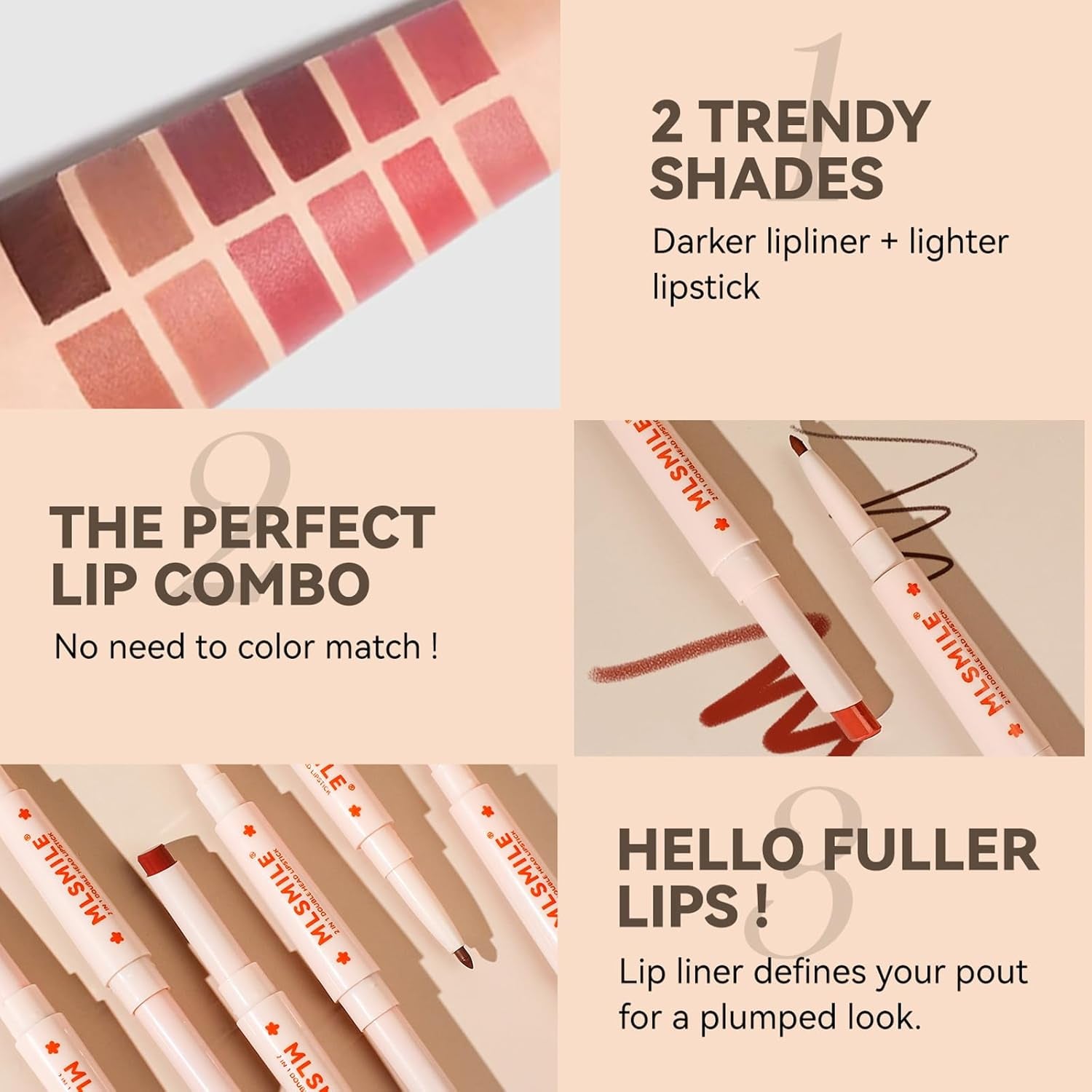 Mrettick 6 Stück Lippenstift Und Lipliner Set, 2-In-1 Matt Lippenstift Lip Liner, Langanhaltende, Antihaftbeschichtete Tasse, Verblasst Nicht, Wasserdicht, Make-Up Geschenk Für Frauen