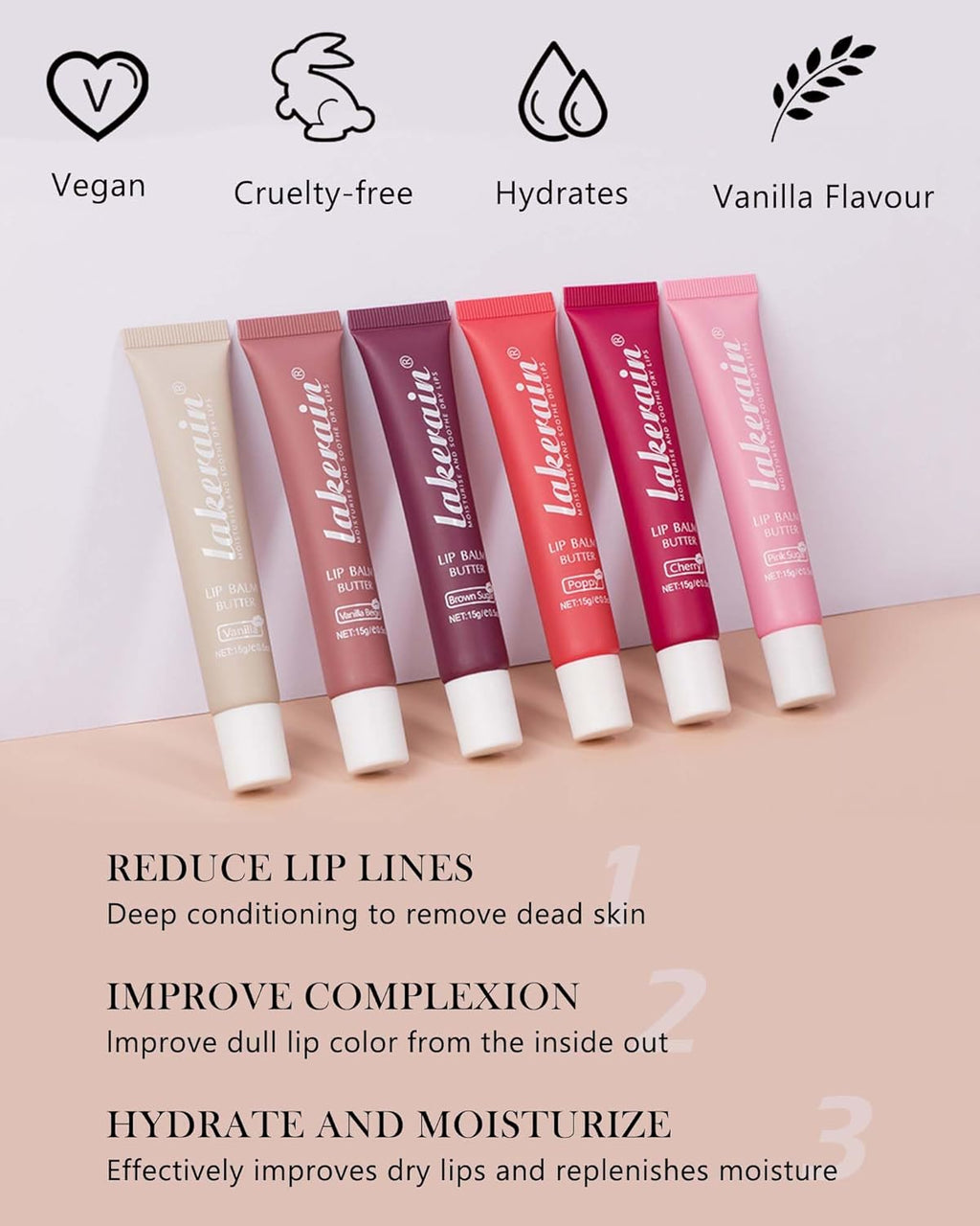 2 Farben Glossy Lip Butter Balm, Feuchtigkeitsspendende Nicht Klebend Lipgloss, Hochglänzendes Finish Lip Glow Oil,Natürliche, Plumping Lip Tint Lip Care & Repair Lip Mask Für Trockene Lippen-2+3