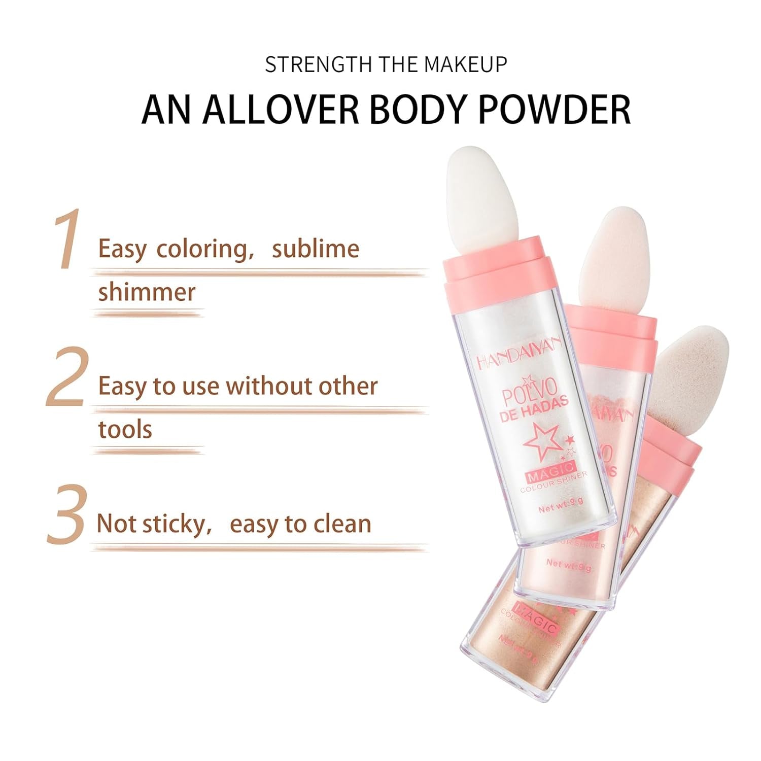 Highlighter Puder Stick, Body Highlight Patting Puder, Fairy Highlight Puder-Highlighter Schimmernder Highlighter Puderstift, Für Gesicht Augen Lippen Haare Körper Glow Kosmetik (01)