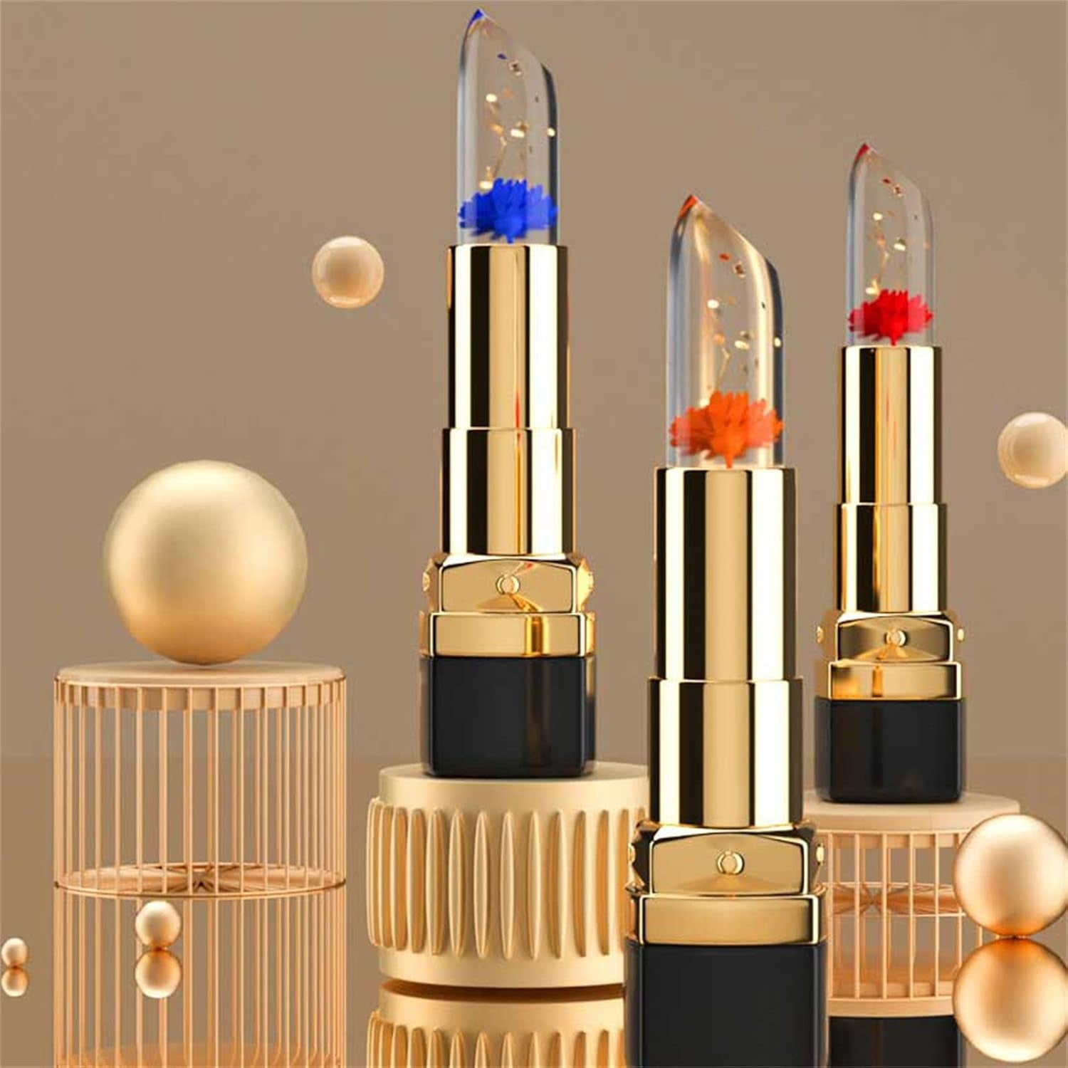 Unwiderstehliche Lippen Crystal Flower Jelly Lipstick Langanhaltender Nahrhafter Lippenbalsam Lippen Feuchtigkeitscreme Temperatur Farbwechsel Lipgloss