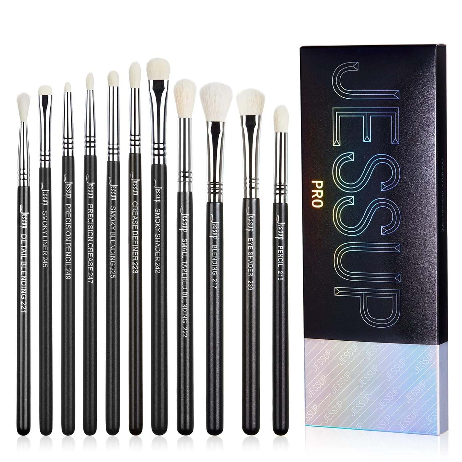 Jessup Abgewinkeltes Eyeliner Pinsel Set, 3-Teilig Pro Precision Eyelinerpinsel Fein Geflügelte Ultradünne Schräge Gel Makeup Pinsel Für Flüssigen Eyeliner Schwarz T345