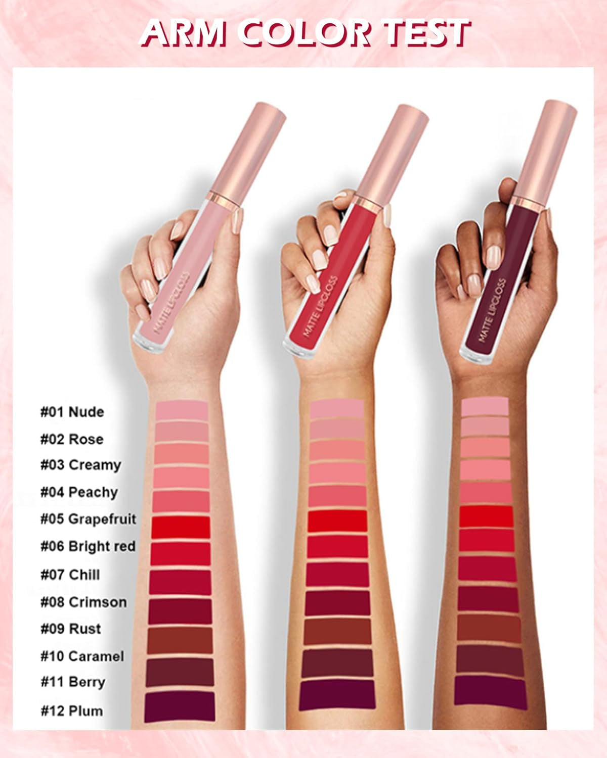 Matt Flüssig-Lippenstift-Set-6Pcs Nude Pink Ruby Rot Hochpigmentiert Lipgloss, Wasserfester Antihaftbeschichtung Lip Tint Stain Langanhaltend 24H, Makeup-Set Für Frauen Zum Women'S-Setb