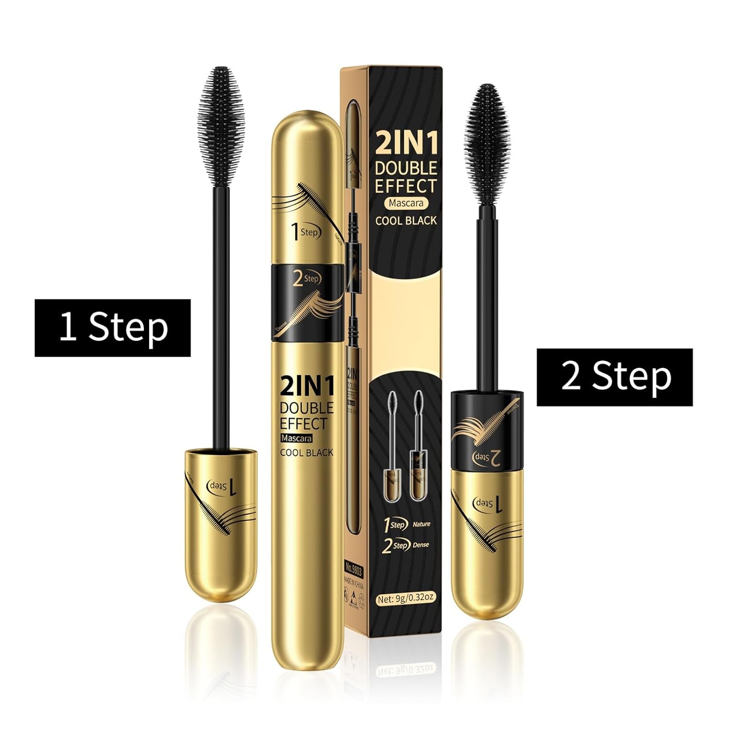HOUSN 2 in 1 4D Silk Fiber Eyelash Mascara, Black Long-Lasting Waterproof 4D Mascara, Wischfest Und Nicht Verklumpend Für Make, Geeignet Für Empfindliche Augen, Augen Make up Produkte