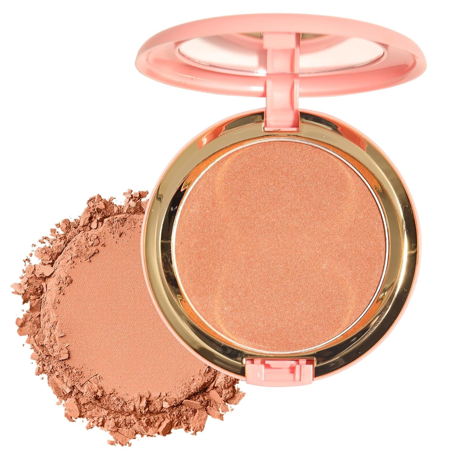 Beauty Searcher Schimmernder Bronzer Puder, Natürliches Sonnengeküsstes Finish, Kontur Highlighter Bronzer Blush Puder, Soft Touch Textur, Vegane Formel Gesichts Makeup Kompakt (Sunset Bronzer)
