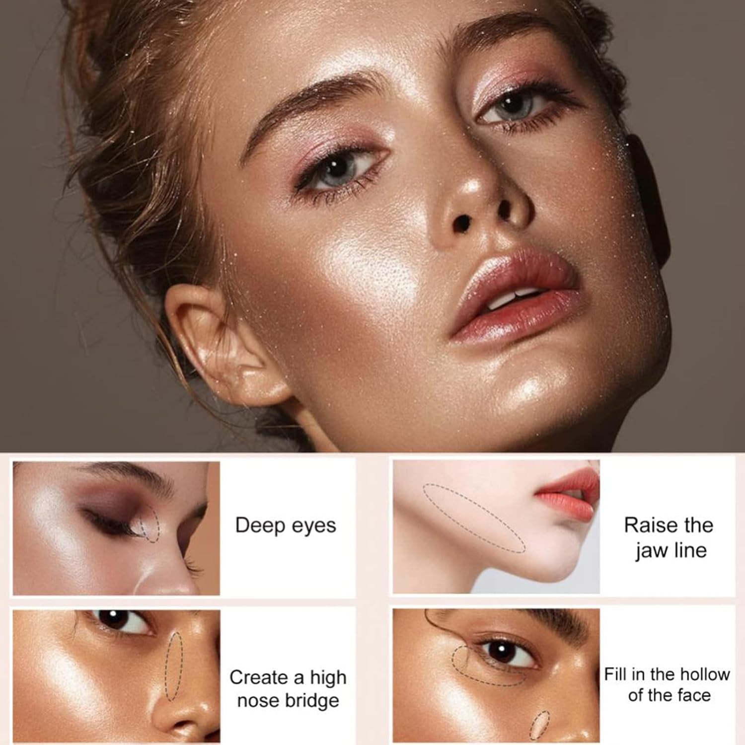 Highlighter Puder Stick, Body Highlight Patting Puder, Fairy Highlight Puder-Highlighter Schimmernder Highlighter Puderstift, Für Gesicht Augen Lippen Haare Körper Glow Kosmetik (01)