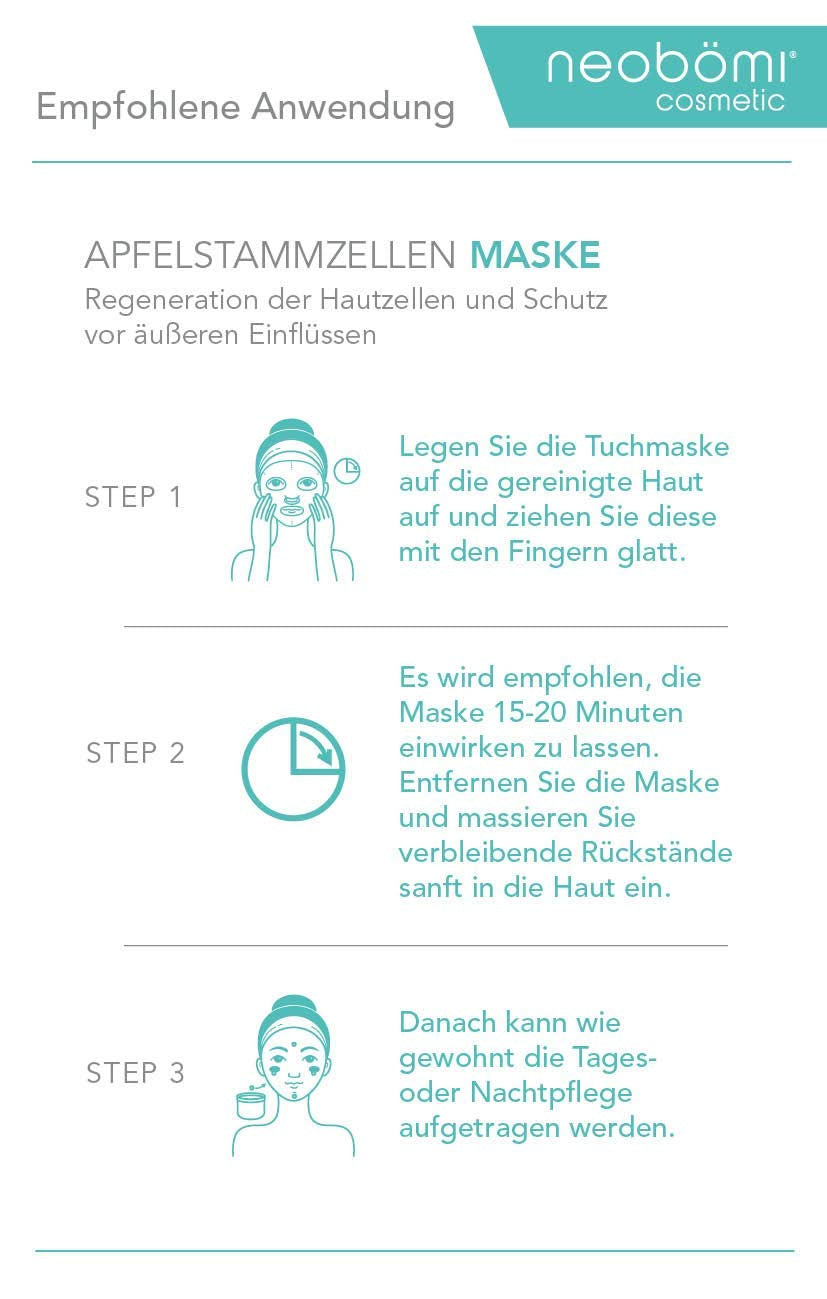 Hyaluron Gesichtsmaske - Hochdosierte Tuchmaske Mit Apfelstammzellen Von Neobömi® - anti Aging Face Mask - Perfekte Age Fit Gesichtspflege - Luxury Beauty - Augenpads Effekt - 2 Stück - Masken Set