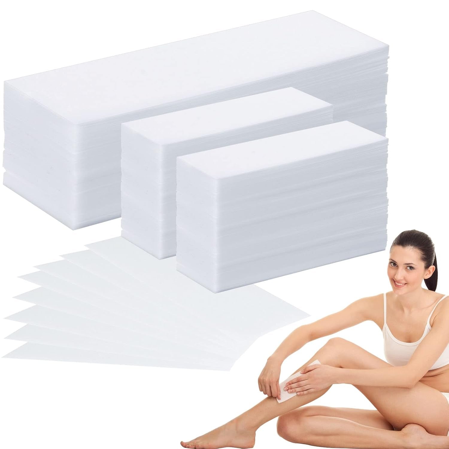 SEPGLITTER 300 Stück Wachsstreifen Haarentfernung, Waxing Strips, Vliesstreifen Für Warmwachs Und Zuckerpaste Für Frauen, Gesichtskörper, Arme, Beine(7×20Cm)