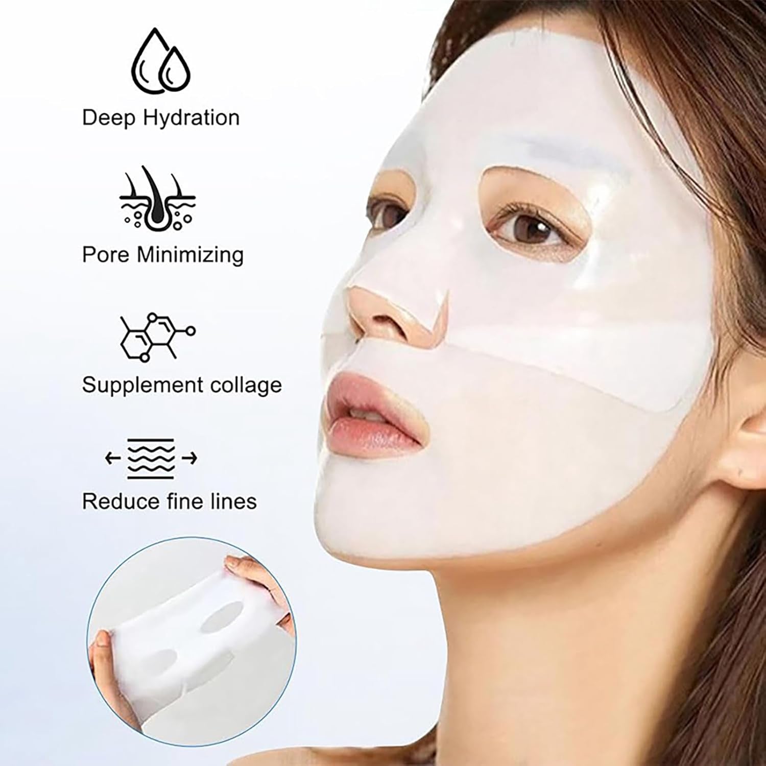 ARCHIDATE 4 Stück Collagen Maske Gesicht - Feuchtigkeitsspendende Gesichtsmaske - anti Falten Gesichtsmaske - Masken Beauty Produkte - Feuchtigkeitsmaske Gesicht Kollagen Maske - Glatte Straffend Haut