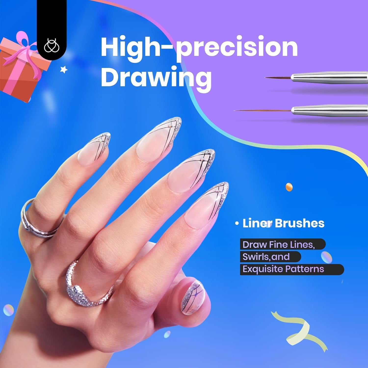 Beetles Professionelle Nagelpinsel 6 Set - Nageldesign Pinsel Nail Art Professionel Pinsel Set Für Gelnägel Nägel Uv-Gel Pinselset Gelpinsel Nagel Liner Gel-Pinsel Für Zu Hause DIY Maniküre