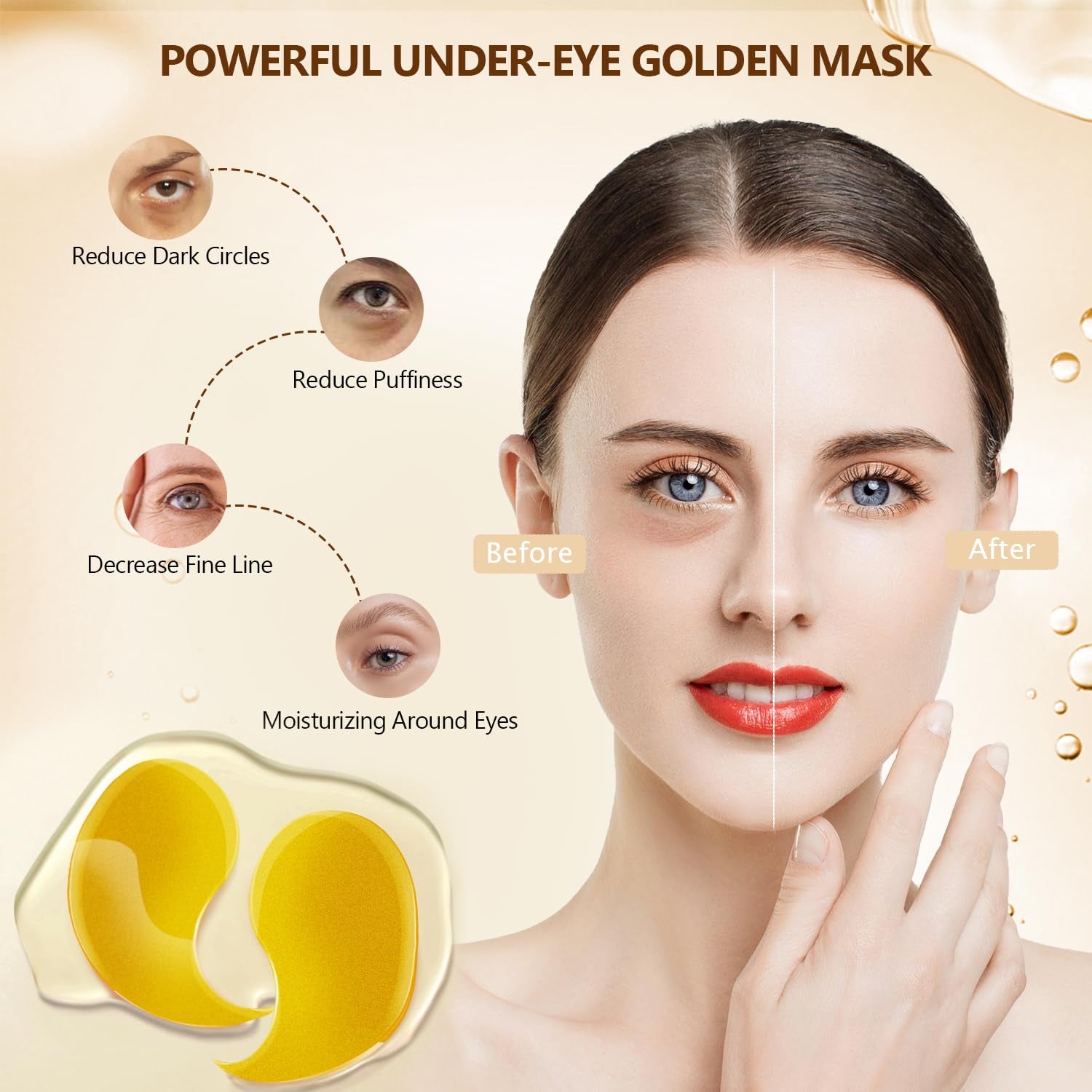 2 Stück 60 Pcs Hydration Feuchtigkeitsspendende Eye Pad Mask, Grün+24K Gold, 30 Paare Kollagen Hydrogel anti Aging Augenpads, Hyaluronsäure Augenmaske Dunkle Augenringe Entfernen, Kollagenaugenmaske