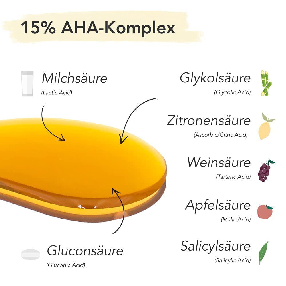 Fruchtsäurepeeling 15% FACES of FEY – AHA Peeling Mit Milchsäure & Glycolsäure Gegen Pigmentflecken Und Falten - 100Ml Liquid Exfoliator