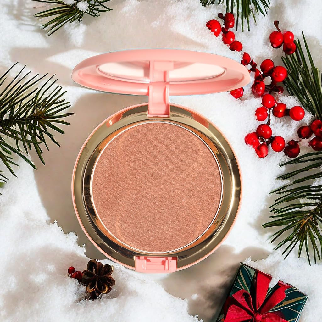 Beauty Searcher Schimmernder Bronzer Puder, Natürliches Sonnengeküsstes Finish, Kontur Highlighter Bronzer Blush Puder, Soft Touch Textur, Vegane Formel Gesichts Makeup Kompakt (Sunset Bronzer)